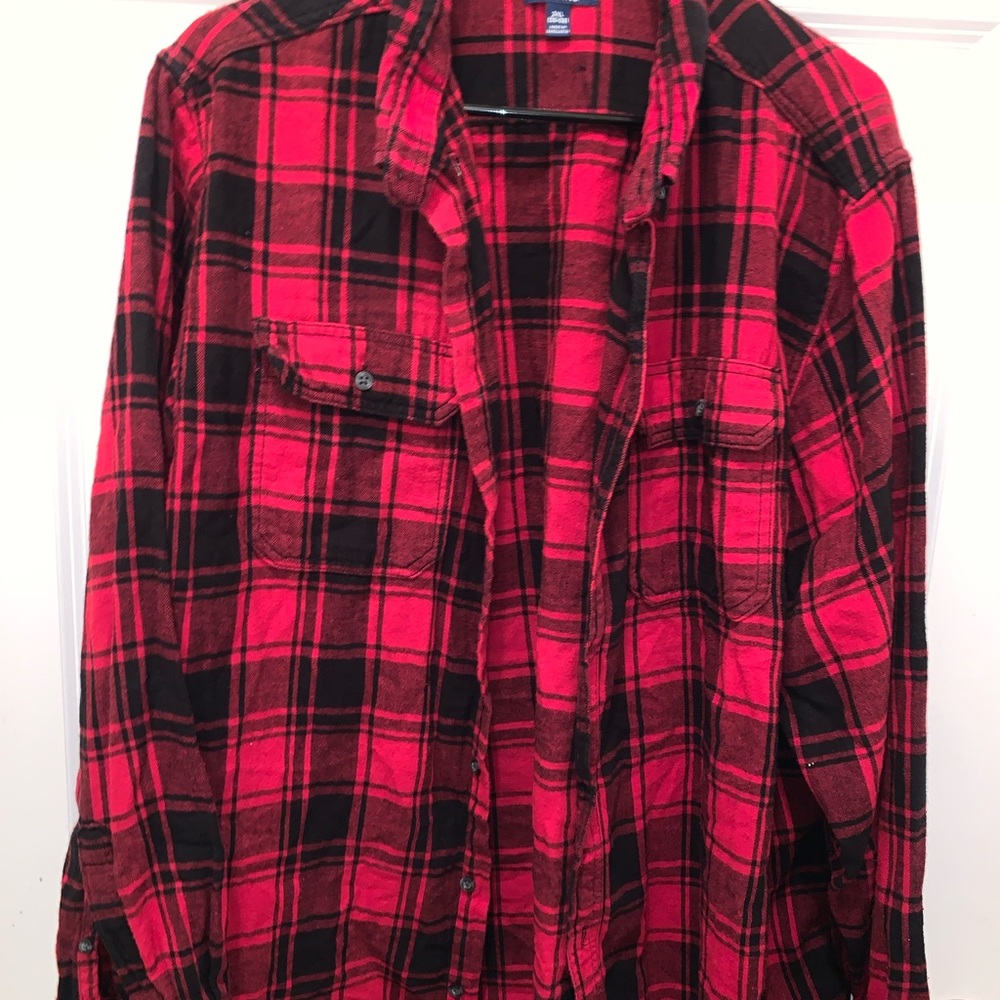 Men Red Black Flannel 2XL